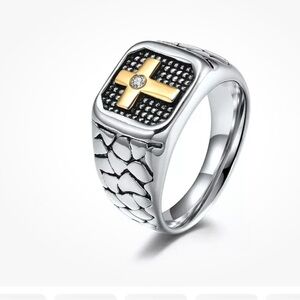 Men's Silver and Gold Ring
